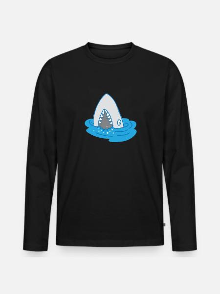 shark with open mouth - Men's Premium Organic Long Sleeve Shirt - black