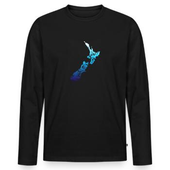 Maori Neuseeland Karte Tribal Tattoo Geschenkidee - Männer Premium Bio Langarmshirt - Schwarz - Vorne - Nico (187cm)