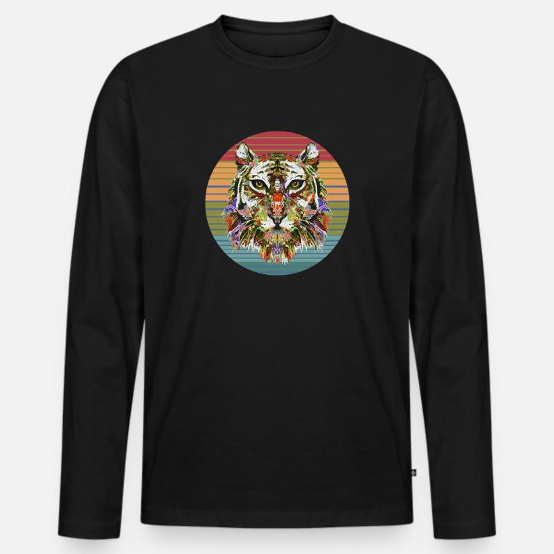 Tiger - Männer Premium Bio Langarmshirt - Schwarz