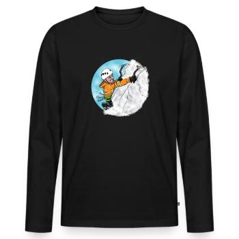 Bergsteiger - Eiskletterer - Kletter T-Shirt - Männer Premium Bio Langarmshirt - Schwarz - Vorne - Nico (187cm)