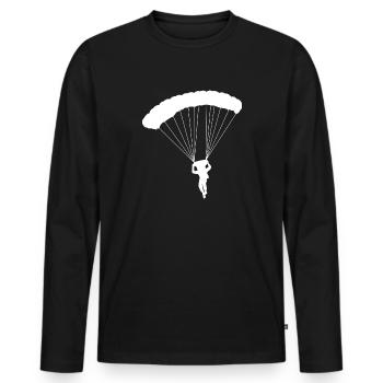 Fallschirm - Männer Premium Bio Langarmshirt - Schwarz - Vorne - Nico (187cm)