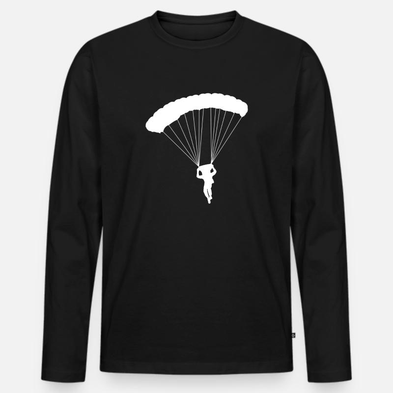 Fallschirm - Männer Premium Bio Langarmshirt - Schwarz