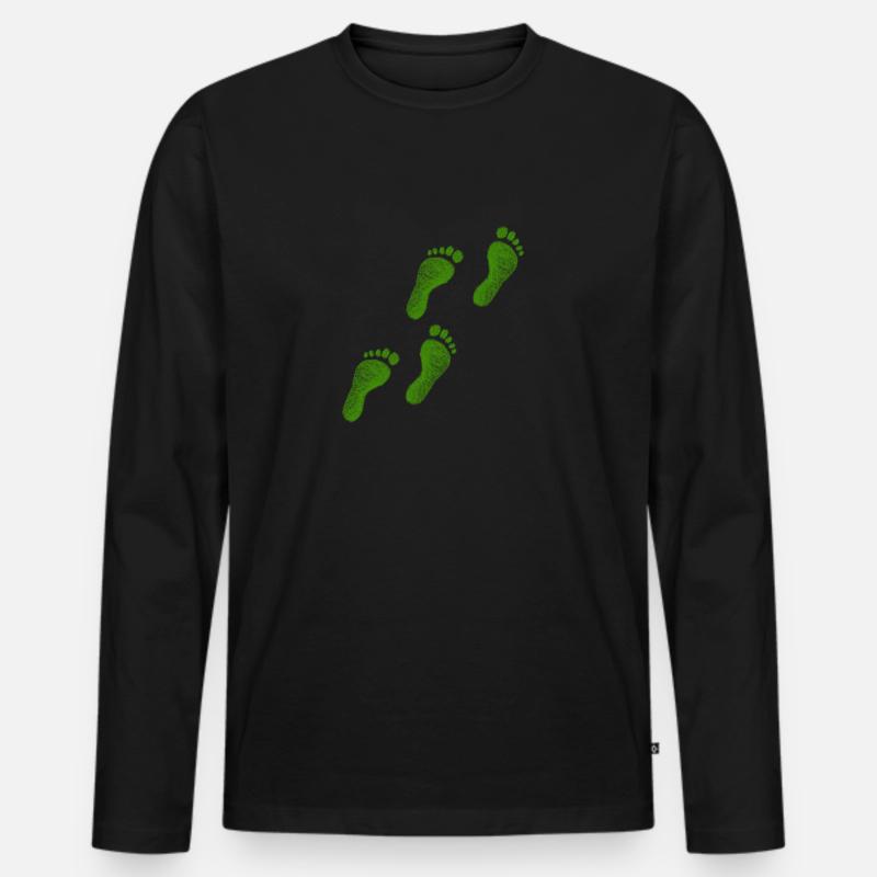 Grüne Schritte - Männer Premium Bio Langarmshirt - Schwarz