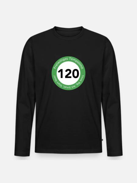 Freiwilliges Tempolimit - Männer Premium Bio Langarmshirt - Schwarz