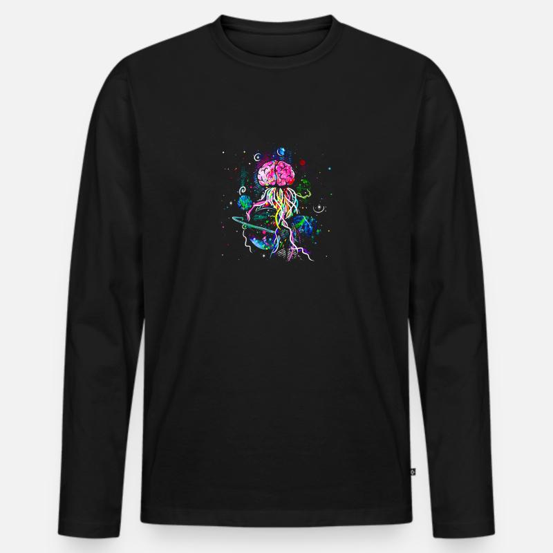 BRAIN PLANET MEDUSA - Männer Premium Bio Langarmshirt - Schwarz