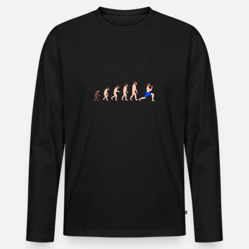 Evolution Weightlifting Bodybuilder Funny Gym - Men's Premium Organic Long Sleeve Shirt - black