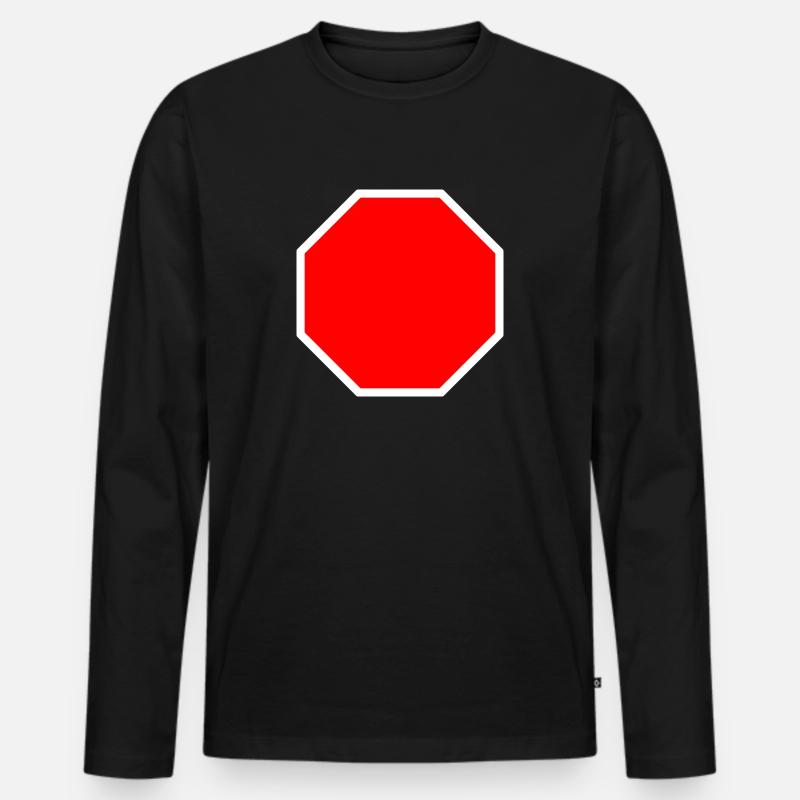 Stopschild Vorlage + DEIN TEXT - Männer Premium Bio Langarmshirt - Schwarz