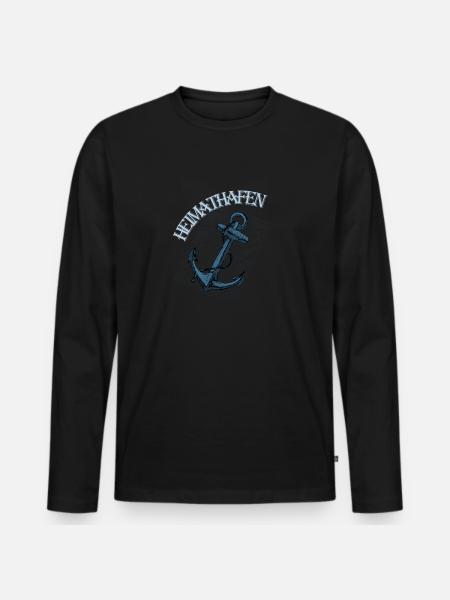HEIMATHAFEN - Männer Premium Bio Langarmshirt - Schwarz