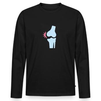 Douleur au genou - T-shirt manches longues Premium bio Homme - noir - Devant - Nico (187cm)