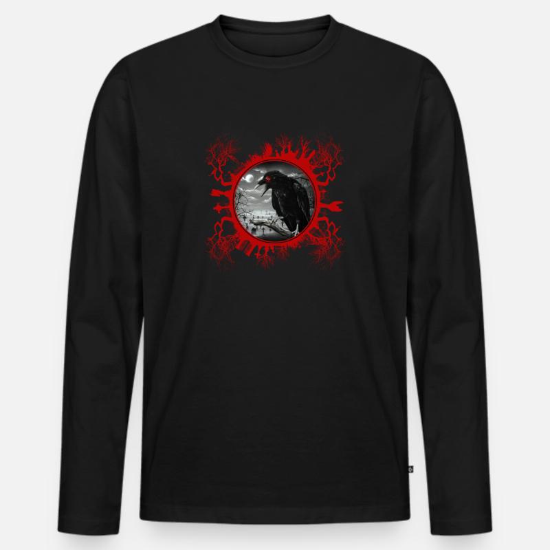 Gothic Rabe - Männer Premium Bio Langarmshirt - Schwarz
