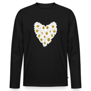Daisies in the heart - Men's Premium Organic Long Sleeve Shirt - black - Front - Nico (187cm)