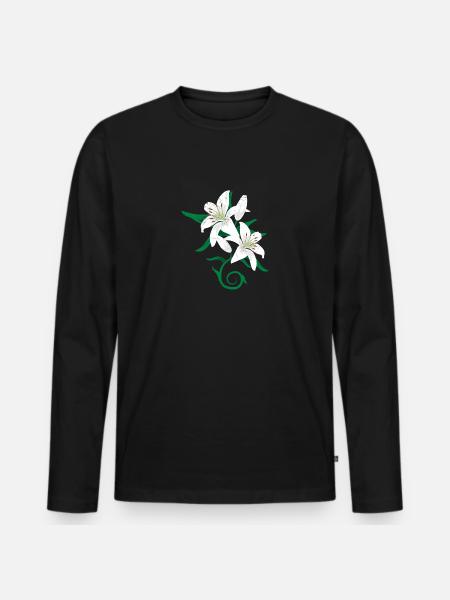 Lily flower tattoo gift idea - Men's Premium Organic Long Sleeve Shirt - black