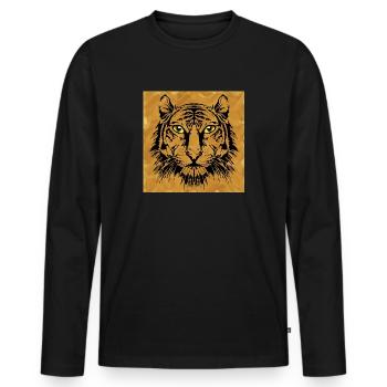 Tiger - Männer Premium Bio Langarmshirt - Schwarz - Vorne - Nico (187cm)