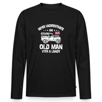 Never Underestimate an Old Man with a Landy - T-shirt manches longues Premium bio Homme - noir - Devant - Nico (187cm)