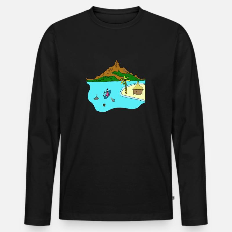 Bora Bora - Männer Premium Bio Langarmshirt - Schwarz