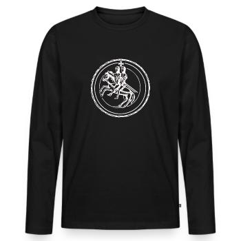 Idée cadeau Chevaliers Templiers Sceau des Templiers - T-shirt manches longues Premium bio Homme - noir - Devant - Nico (187cm)