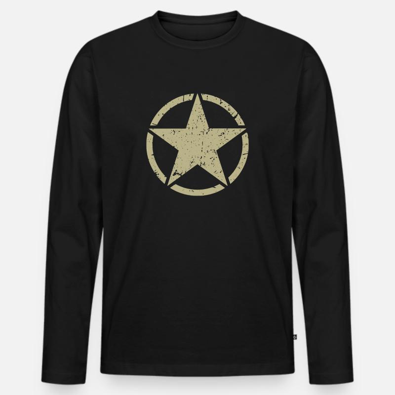 Armystern - Männer Premium Bio Langarmshirt - Schwarz