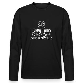 Twins I grow twins what's your superpower Gift - Men's Premium Organic Long Sleeve Shirt - black - Front - Nico (187cm)