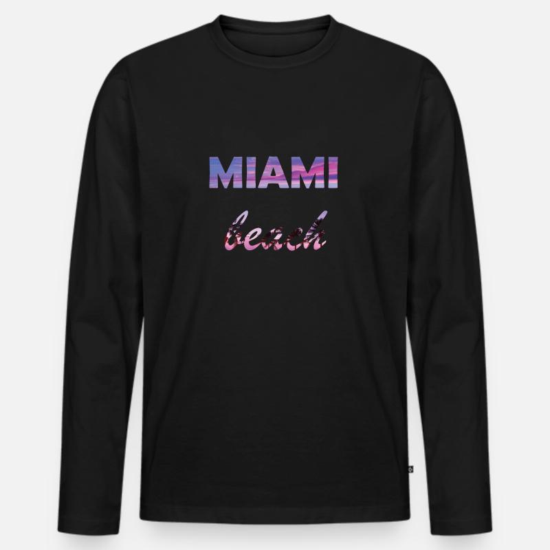 Miami Beach - Männer Premium Bio Langarmshirt - Schwarz