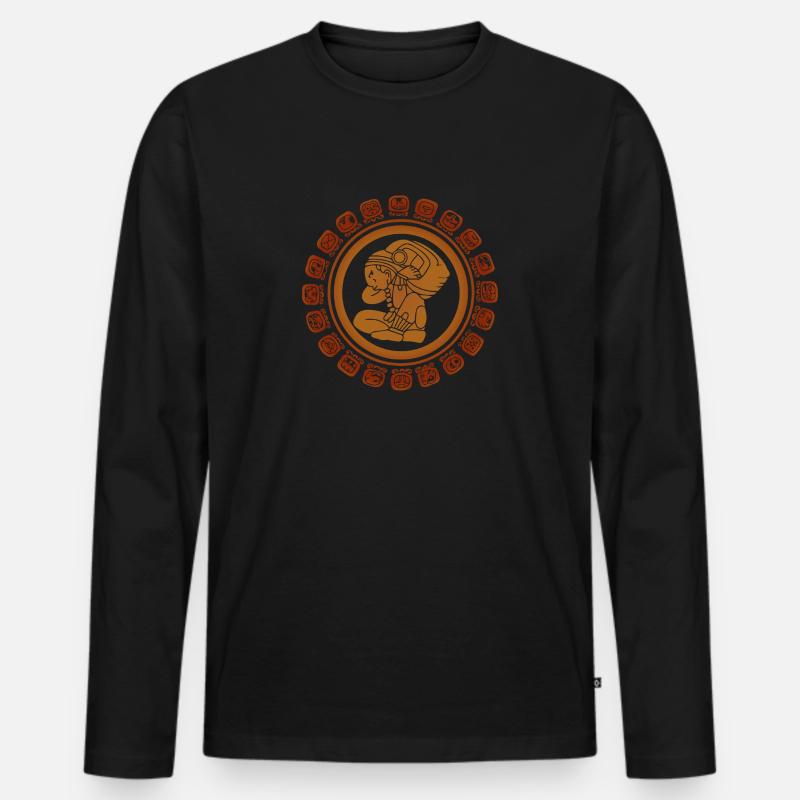 Maya Symbol Maya Kalender Geschenkidee - Männer Premium Bio Langarmshirt - Schwarz