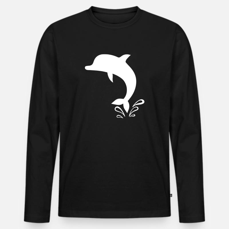 Dolphin Delfine - Männer Premium Bio Langarmshirt - Schwarz