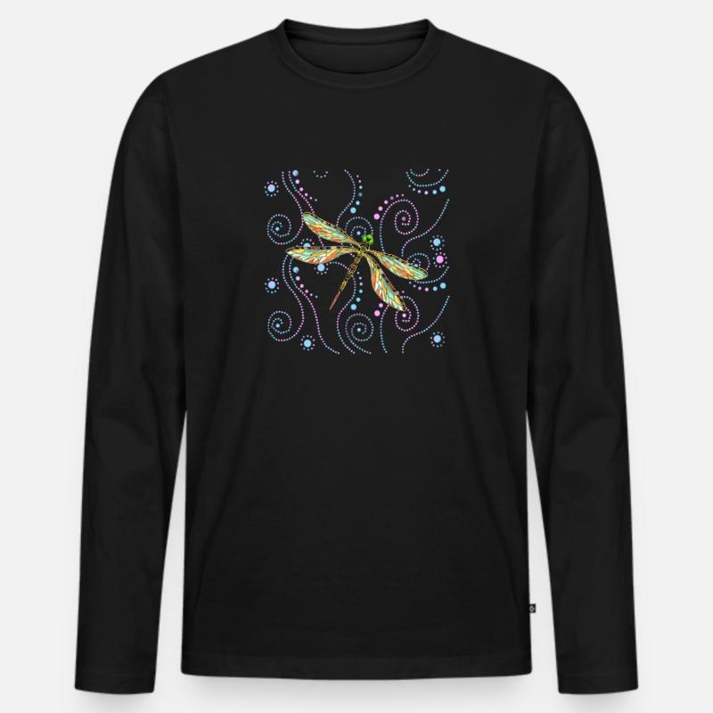 Libelle - Männer Premium Bio Langarmshirt - Schwarz