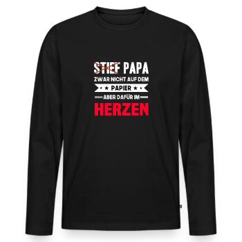 Stiefpapa Stiefvater Vatertag Geschenk T-Shirt - Männer Premium Bio Langarmshirt - Schwarz - Vorne - Nico (187cm)