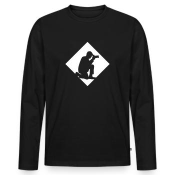 Photographe silhouette photographier - T-shirt manches longues Premium bio Homme - noir - Devant - Nico (187cm)