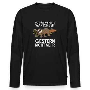 Faultier so Müde seit Gestern Faultierspruch - Männer Premium Bio Langarmshirt - Schwarz - Vorne - Nico (187cm)