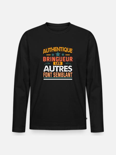authentique bringueur - T-shirt manches longues Premium bio Homme - noir