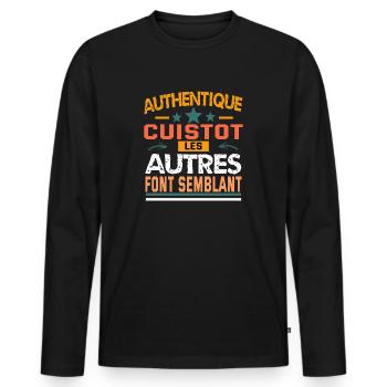 authentique cuistot - T-shirt manches longues Premium bio Homme - noir - Devant - Nico (187cm)