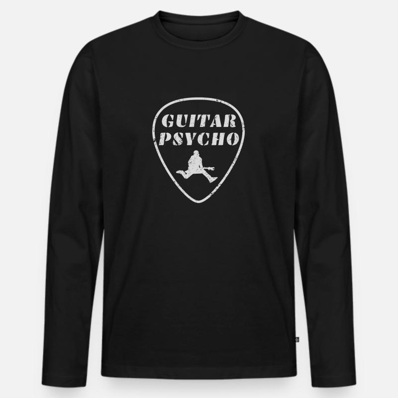 Gitarre Psycho - Männer Premium Bio Langarmshirt - Schwarz