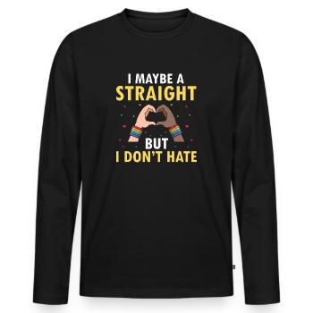 I Maybe Straight But I Don't Hate Cool Retro Pride - Männer Premium Bio Langarmshirt - Schwarz - Vorne - Nico (187cm)