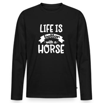 Life is better with a horse gifts men women horse - T-shirt manches longues Premium bio Homme - noir - Devant - Nico (187cm)