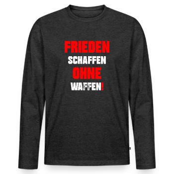 Frieden schaffen - Männer Premium Bio Langarmshirt - Anthrazit meliert - Vorne - Nico (187cm)