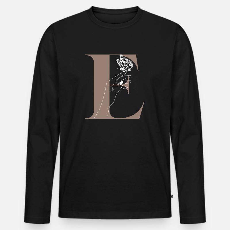 Buchstabe E Magischer Schmetterling - Männer Premium Bio Langarmshirt - Schwarz