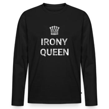 Irony Queen - Men's Premium Organic Long Sleeve Shirt - black - Front - Nico (187cm)
