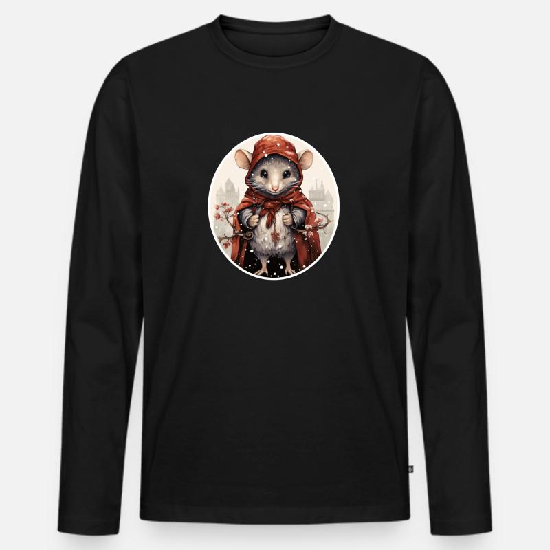 Winterstadtmäuschen - Männer Premium Bio Langarmshirt - Schwarz