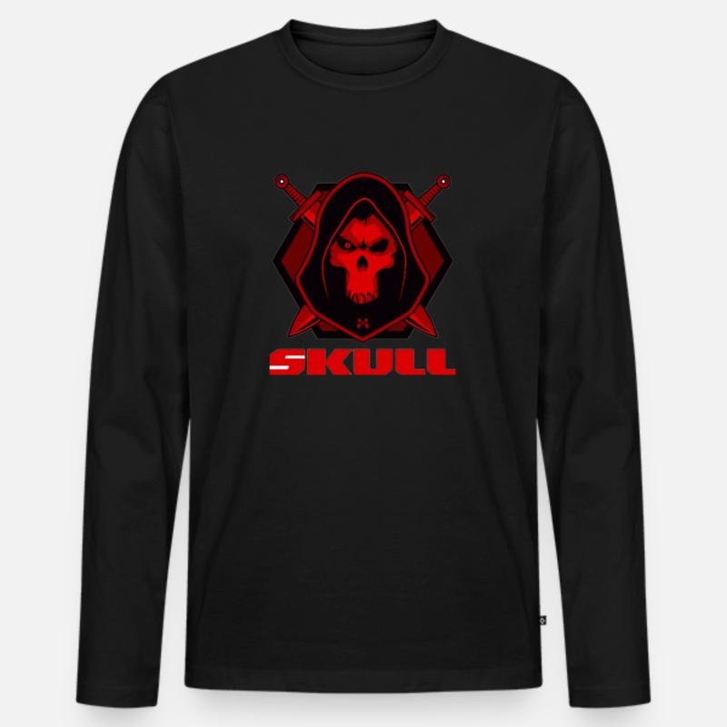 Totenkopf Böse Erwachen - Männer Premium Bio Langarmshirt - Schwarz