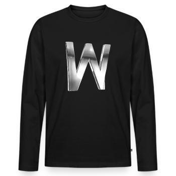 Chrome ,, W " Métallisé - T-shirt manches longues Premium bio Homme - noir - Devant - Nico (187cm)