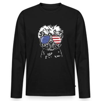 BICHON FRISE Amérique Drapeau États-Unis Chiens Chien Wilsigns - T-shirt manches longues Premium bio Homme - noir - Devant - Nico (187cm)