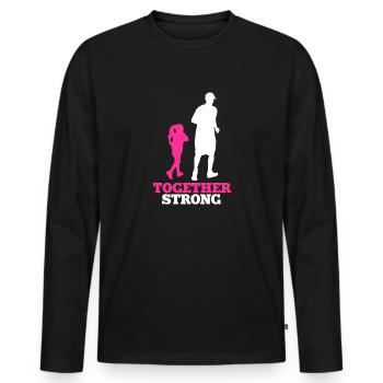 Vater Tochter Sport Jogging Team - Männer Premium Bio Langarmshirt - Schwarz - Vorne - Nico (187cm)