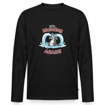 Es ist Montag - Männer Premium Bio Langarmshirt - Schwarz - Vorne - Nico (187cm)