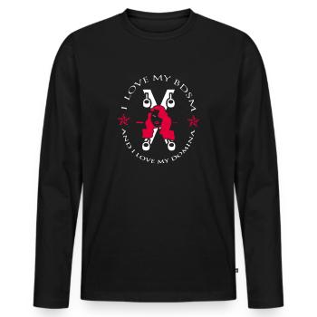 Domina-2 - Männer Premium Bio Langarmshirt - Schwarz - Vorne - Nico (187cm)