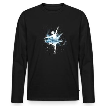 Ballerine avec une jupe d’eau - T-shirt manches longues Premium bio Homme - noir - Devant - Nico (187cm)