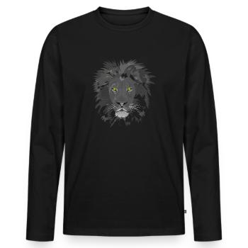 Lion en blanc - T-shirt manches longues Premium bio Homme - noir - Devant - Nico (187cm)
