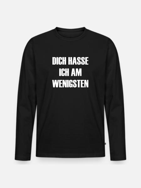 dich hasse ich am wenigsten - Männer Premium Bio Langarmshirt - Schwarz