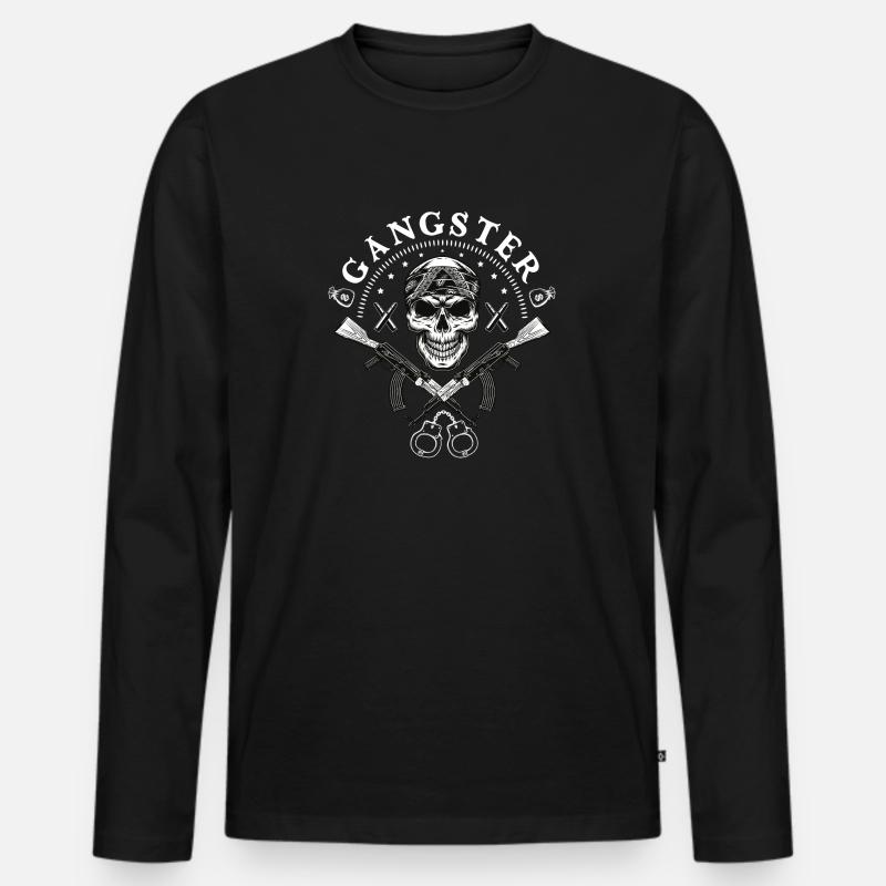 VALEEWEAR - Düsterer Totenschädel - Männer Premium Bio Langarmshirt - Schwarz