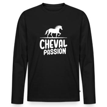Cheval passion - T-shirt manches longues Premium bio Homme - noir - Devant - Nico (187cm)