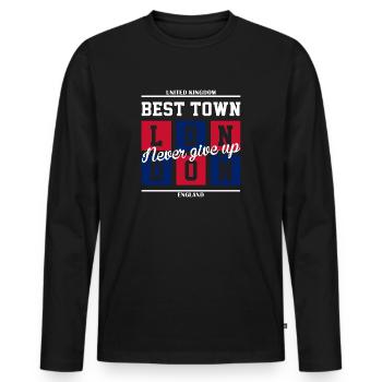 Best Town - Männer Premium Bio Langarmshirt - Schwarz - Vorne - Nico (187cm)